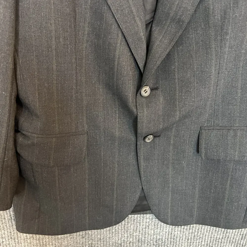 Polo University Club By Ralph Lauren Mens Blazer Sz 38 Gray Striped Wool Preppy